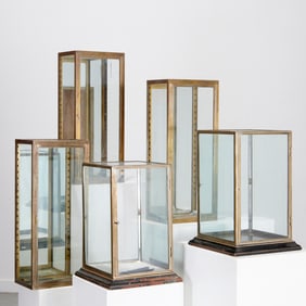 (5) Metal mounted glass retail display vitrines