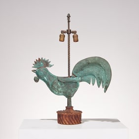 Antique Folk Art rooster weathervane lamp