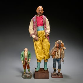 Group (3) antique Neapolitan creche figures