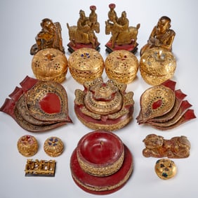 Southeast Asian giltwood & lacquerware collection