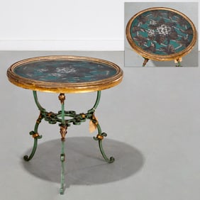 Victorian beadwork pedestal side table