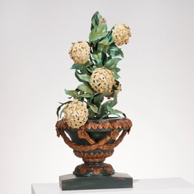 Large Mid-Century Italian tole Hydrangea topiary