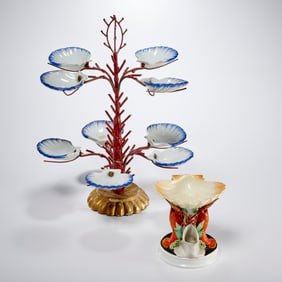 (2) Antique Continental shellfish serving pieces