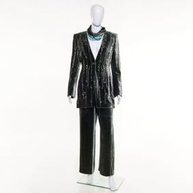 Badgley Mischka velvet pantsuit