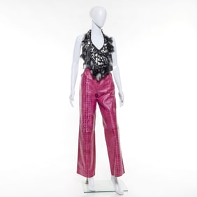Emanuel Ungaro pink crocodile print pant