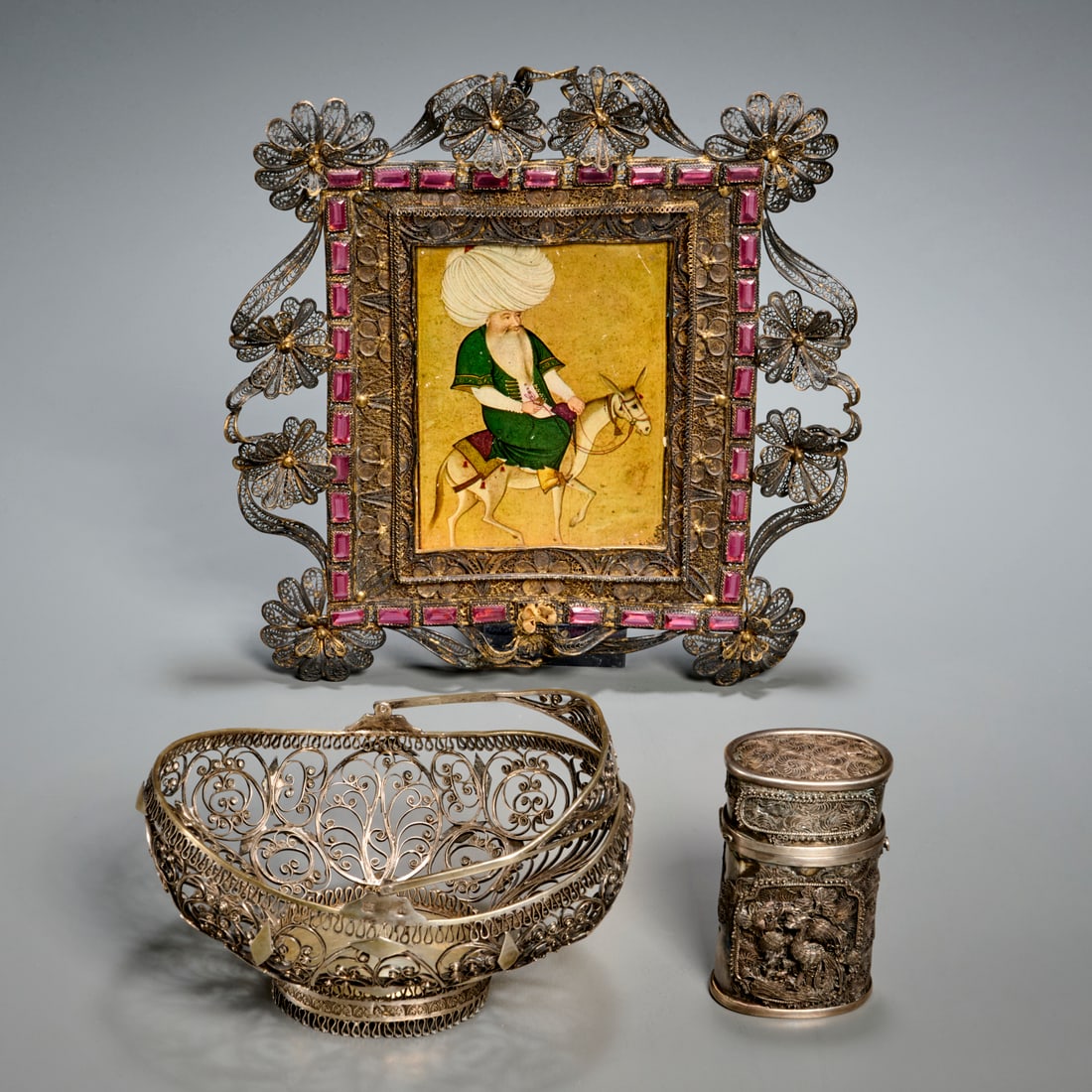 (3) Asian silver filigree table accessories (1 of 8)