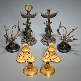 Venetian style bronze table garniture group