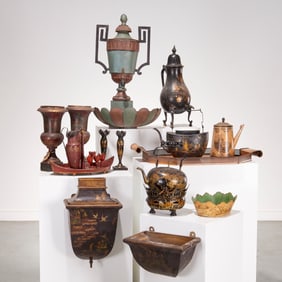 Antique Continental toleware collection