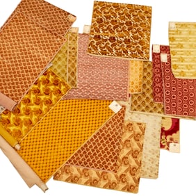 Group fine silk fabric remnants and samples