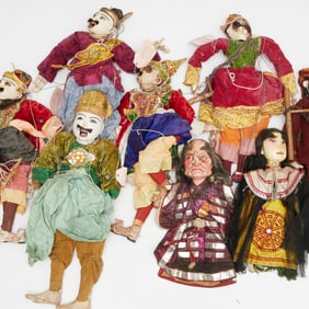 Group Southeast Asian marionettes and puppets