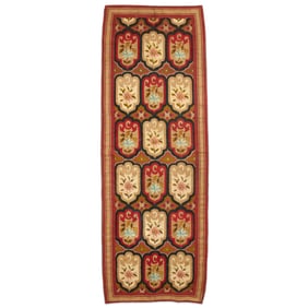 Rare metal thread Aubusson tapestry runner