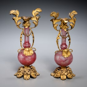 Pair Palais Royal ormolu mounted cabinet vases