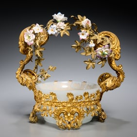 Palais Royal ormolu mounted opaline glass basket