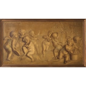 French School, large trompe l'oeil painting