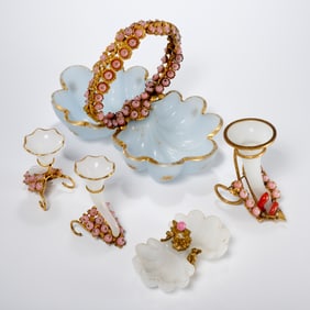 Group Palais Royal ormolu mounted opaline glass