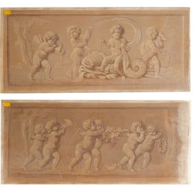 French School, (2) large trompe l'oeil paintings