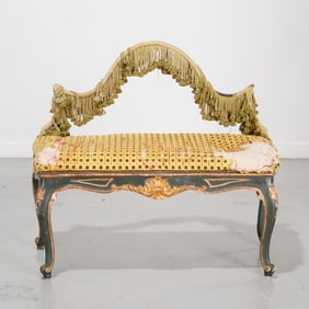 Antique Venetian Rococo style painted banquette