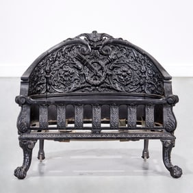 Antique French cast iron fire basket