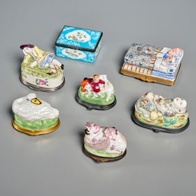 (7) Continental enameled porcelain boxes