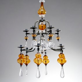 Erik Hoglund / Kosta Boda glass chandelier
