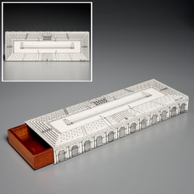 Fornasetti "Teatro Romano" enameled metal box