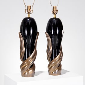 Enzo Missoni (style), pair bronze mounted lamps