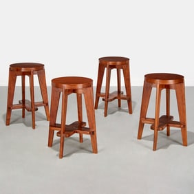 Pierre Jeanneret, (4) teak stools