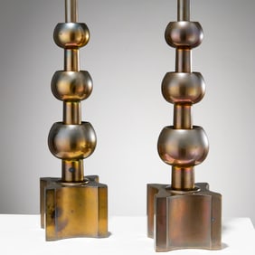 Tommi Parzinger, pair brass table lamps