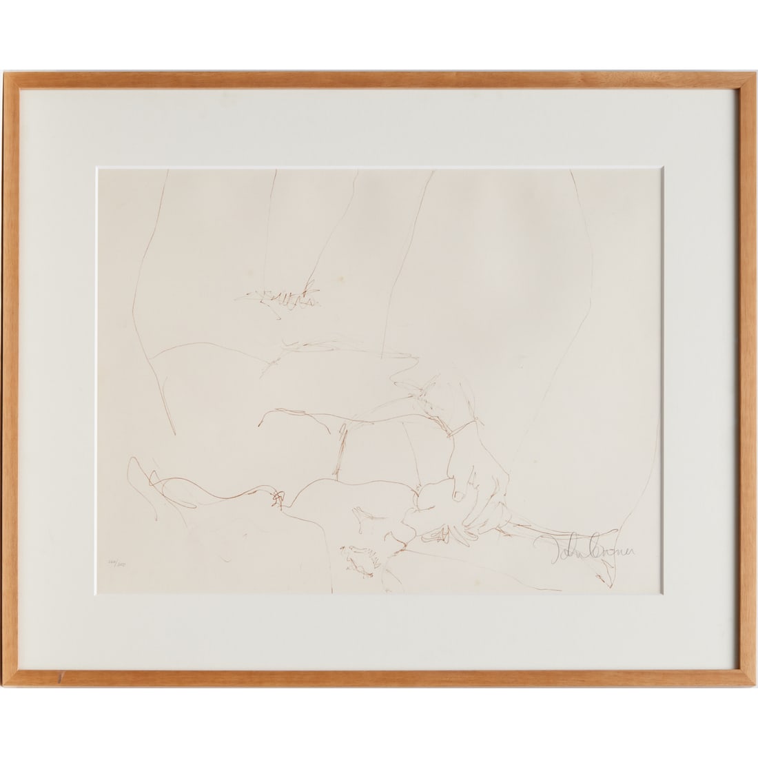 John Lennon, lithograph on paper: John Lennon, lithograph on paper, John Lennon (British, 1940-1980), "Erotic #8" from "Bag One" series, signed "John Lennon" lower right, numbered 266/300, incl. COA from VerifiedAutographs.com, 21.5"h