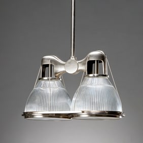 Holophane (style) double pendant lamp