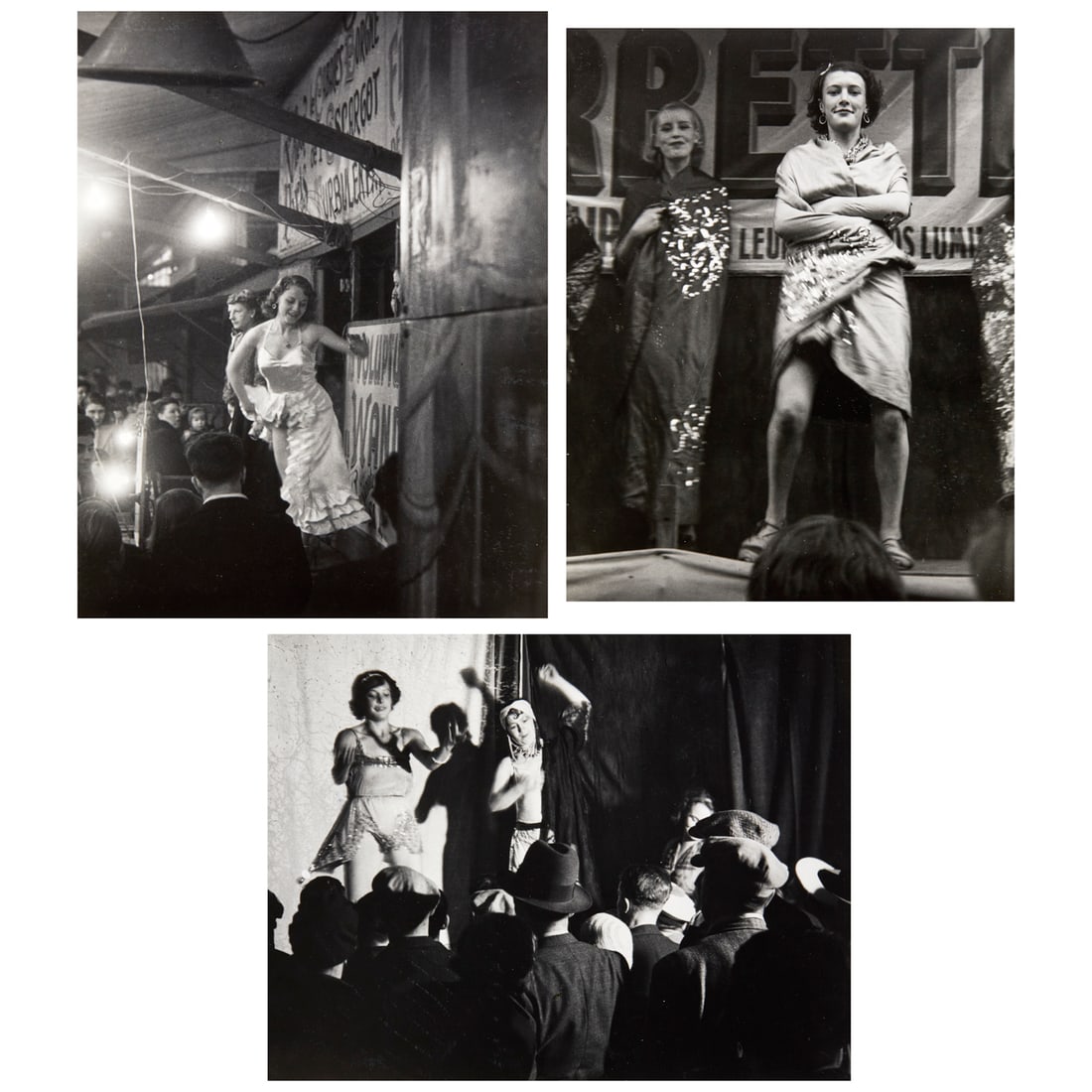 Brassai, (3) signed photographs, c. 1931: Brassai, (3) signed photographs, c. 1931, Brassai (Gyula Halasz) (French, 1899-1984), Danseuses de Sa Majeste la Femme, likely printed 1970s, studio stamps verso, each signed in pencil, marked "Pl.834