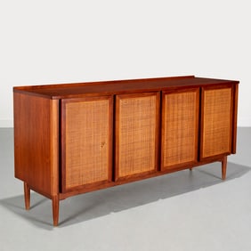 Jack Cartwright (style), walnut and cane credenza