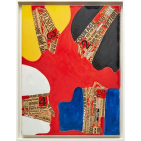 Nicola L., mixed media collage on canvas