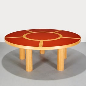 Pollaro custom oak and red lacquer dining table