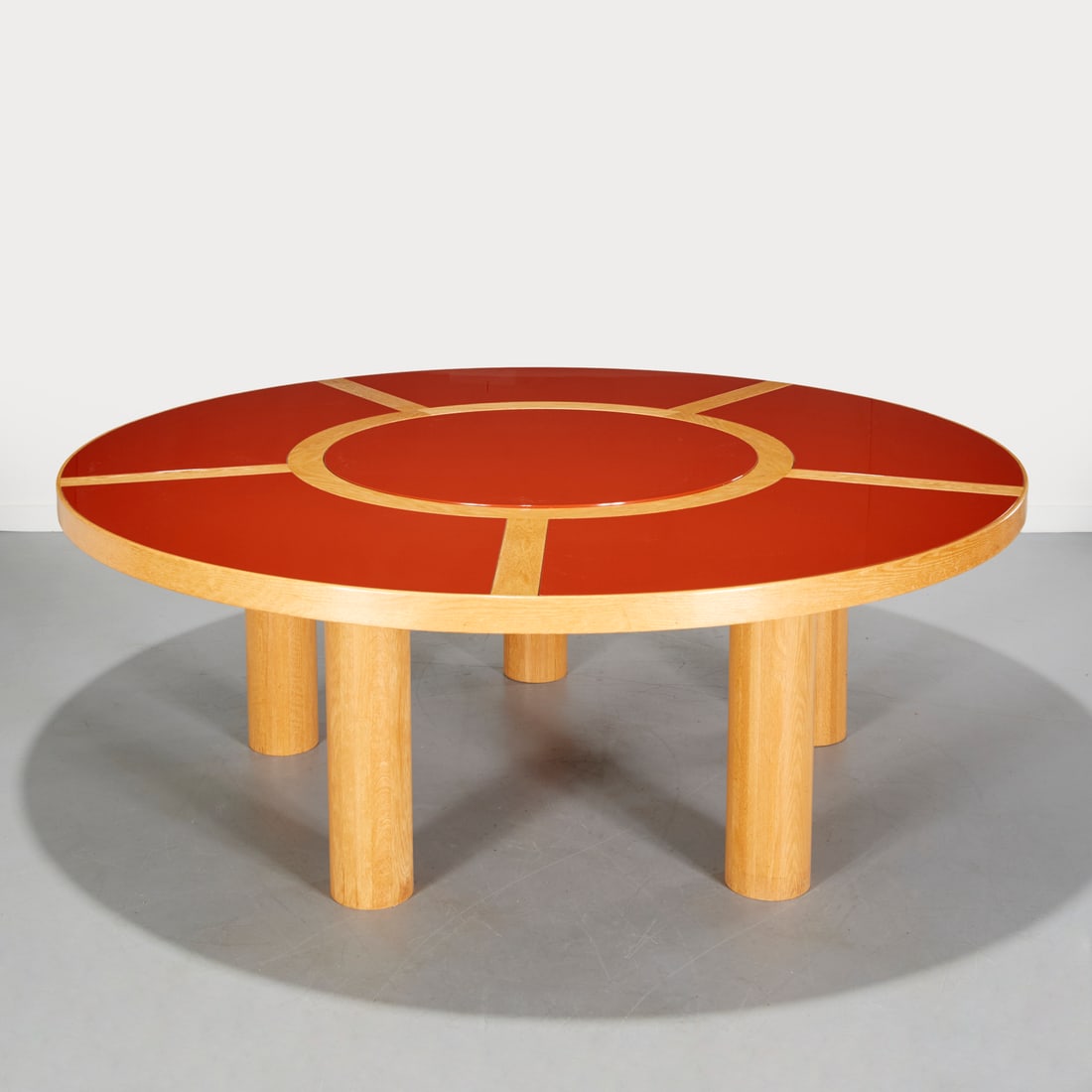 Pollaro custom oak and red lacquer dining table (1 of 8)