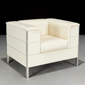 Poltrona Frau, white leather armchair
