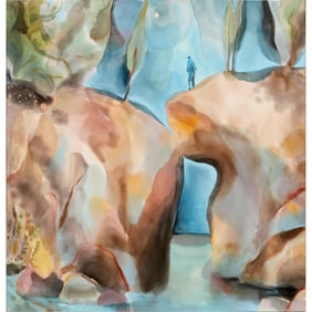 Michelle Blade, acrylic ink on poplin