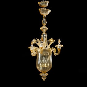 Murano yellow glass chandelier