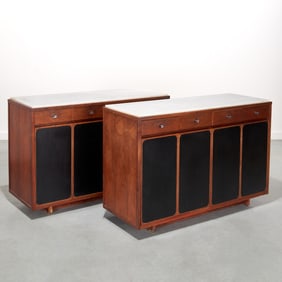 Paul McCobb, pair marble top sideboards