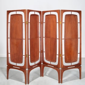 Mid-Century Modern four-panel floor screen