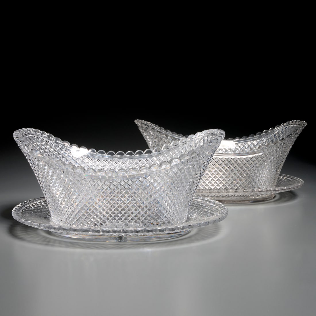 Pair Brilliant cut crystal fruit bowl & stands (1 of 5)
