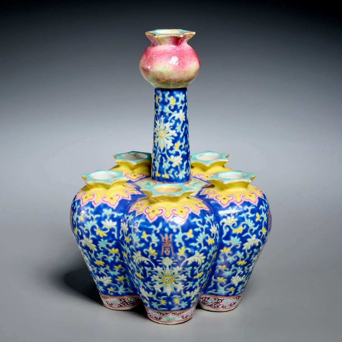 Chinese famille rose enameled porcelain tulip vase (1 of 5)