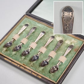 Rare set (6) John Leacock coin silver spoons