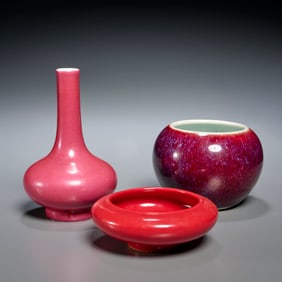 (3) Chinese Qing glazed porcelains