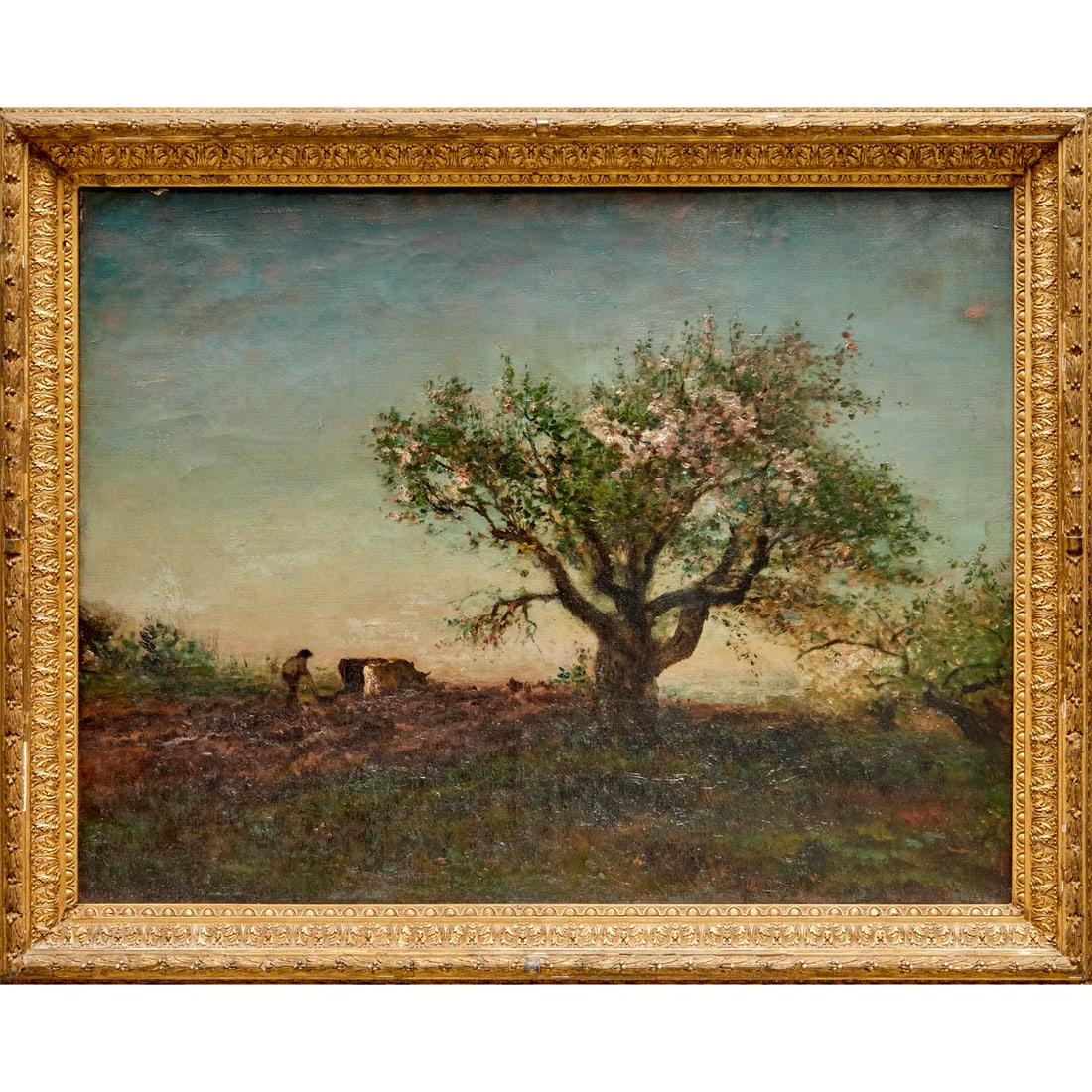 Arthur Parton, large oil on canvas: Arthur Parton, large oil on canvas, Arthur Parton (American, 1842-1914), Tree in a Landscape, faint signature at lower left appears to read "Arthur Parton", label to stretcher verso appears to be for