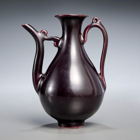 Chinese aubergine glazed porcelain wine ewer