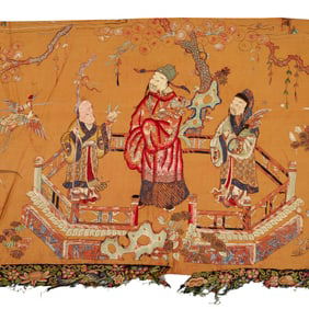 Huge Chinese embroidered silk mural, 16-feet