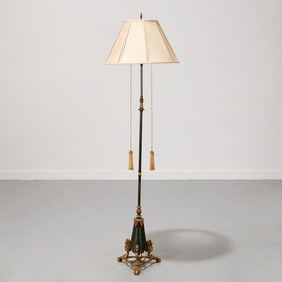 E.F. Caldwell (attrib), gilt bronze floor lamp