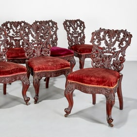 J & JW Meeks (attrib), set (7) parlor chairs