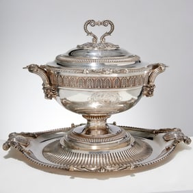 George III silver soup tureen and stand